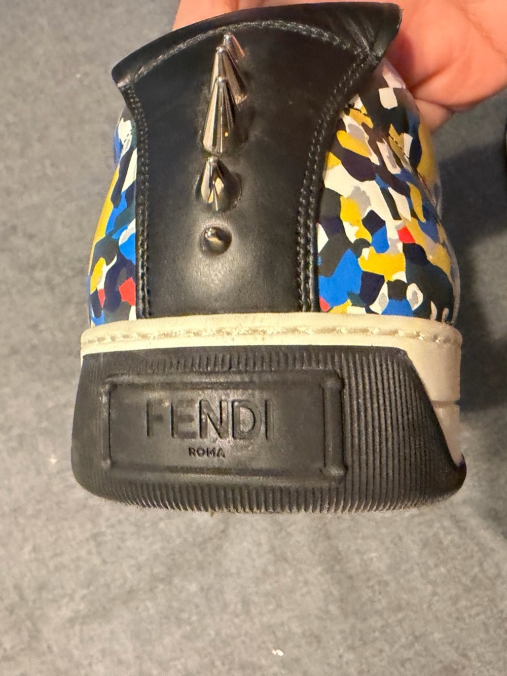 Fendi Leather Slip-On Sneakers with Multicolor Camouflage Accents - Picture 10 of 15